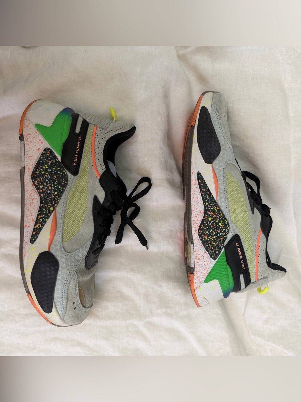 Puma Women's Gray Sneakers with Neon Green & Orange Accents
